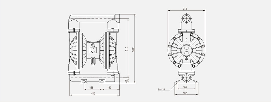 气动隔膜泵QBK-65不锈钢泵201-尺寸